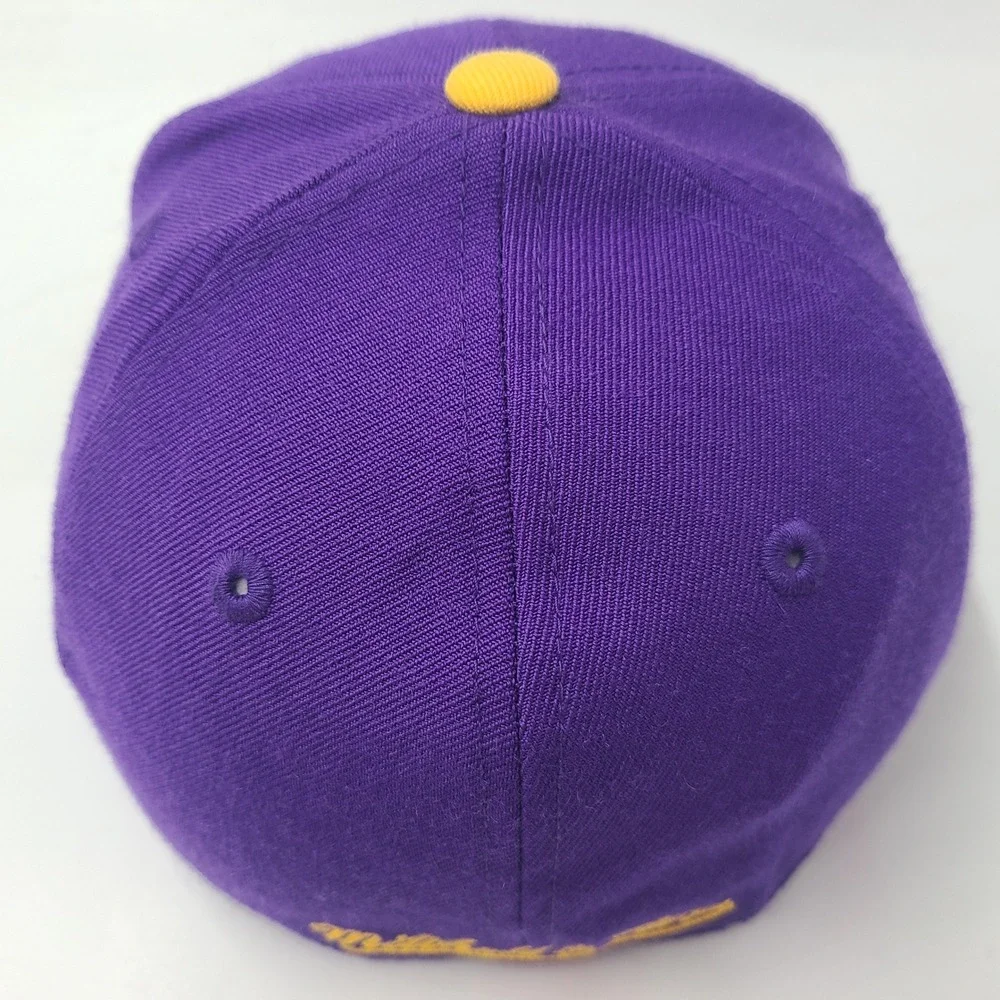 New Orleans Jazz Hat Fitted 7 Mitchell &‎ Ness Purple Yellow NBA Logo Wool Men